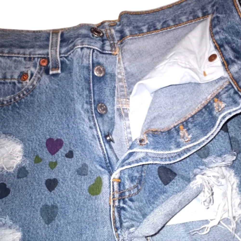 Levi's upcycled raw hem distressed jean shorts